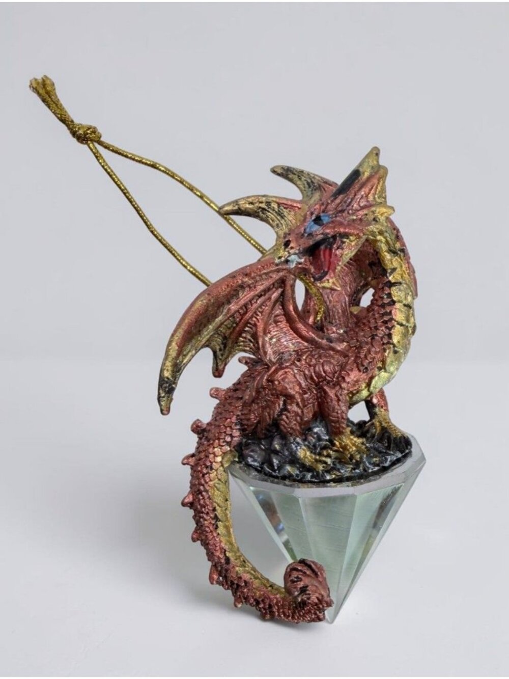 Fantasy Diamond Dragon Ornament Design Toscano Crystal Style Base Mythical